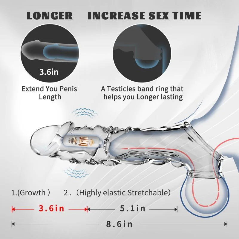 Dragon Root Cock Extender | Extra Length 3.6" | Silicone Stretch | Climax Delay
