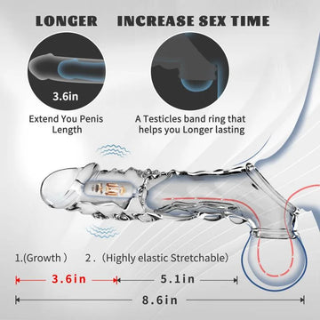 Dragon Root Cock Extender | Extra Length 3.6" | Silicone Stretch | Climax Delay