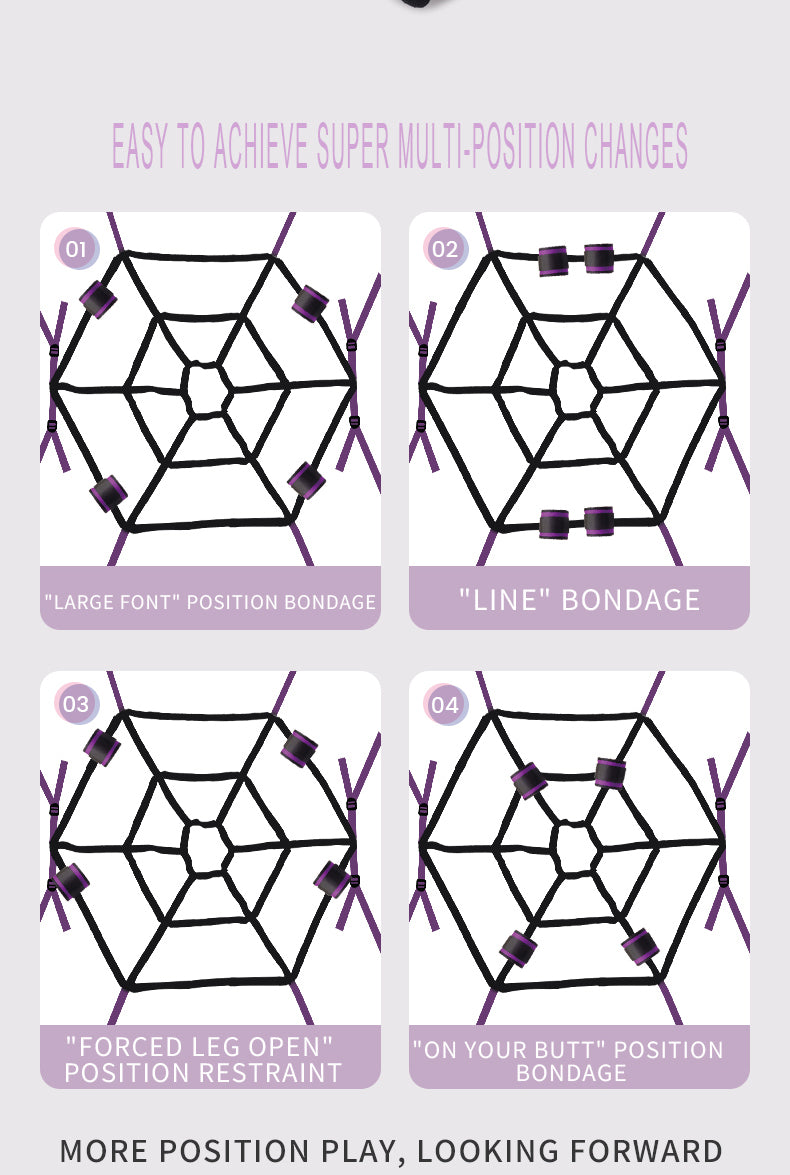 Come Closer De Lux Spider Web | Bed Bondage | Velcro Quick Release