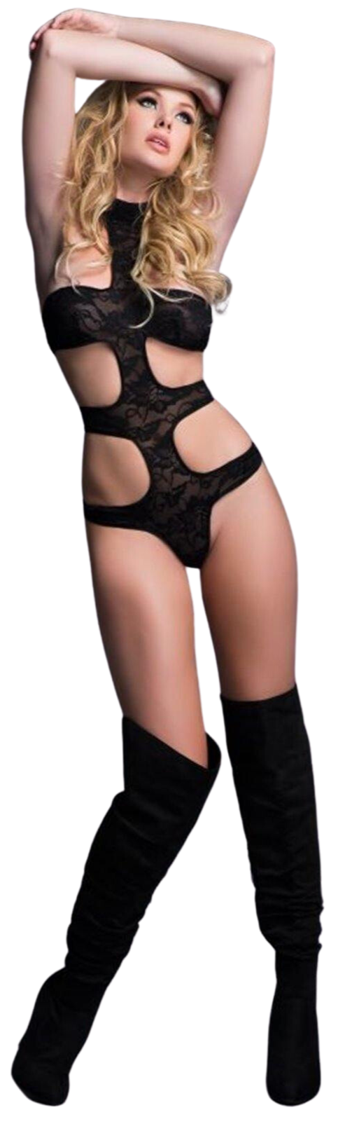 Adore Chloe Love Me Tender Lace Teddy | Black