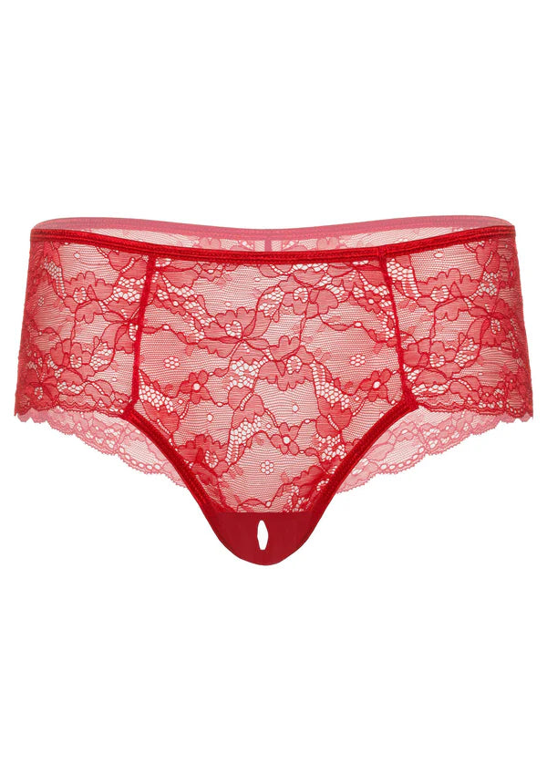 Daring Intimate | Ella Crotchless Cheeky Panty | Red | Black