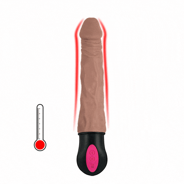 Realskin Brown Hot Cock | Fully Bendable Vibrator | Heating | USB | 8"…
