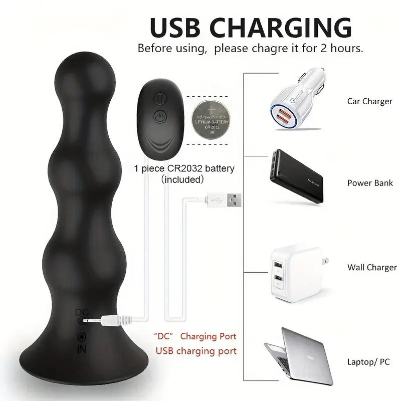 Iris Vibrating Ripple Butt Plug | Inflating | Remote | USB