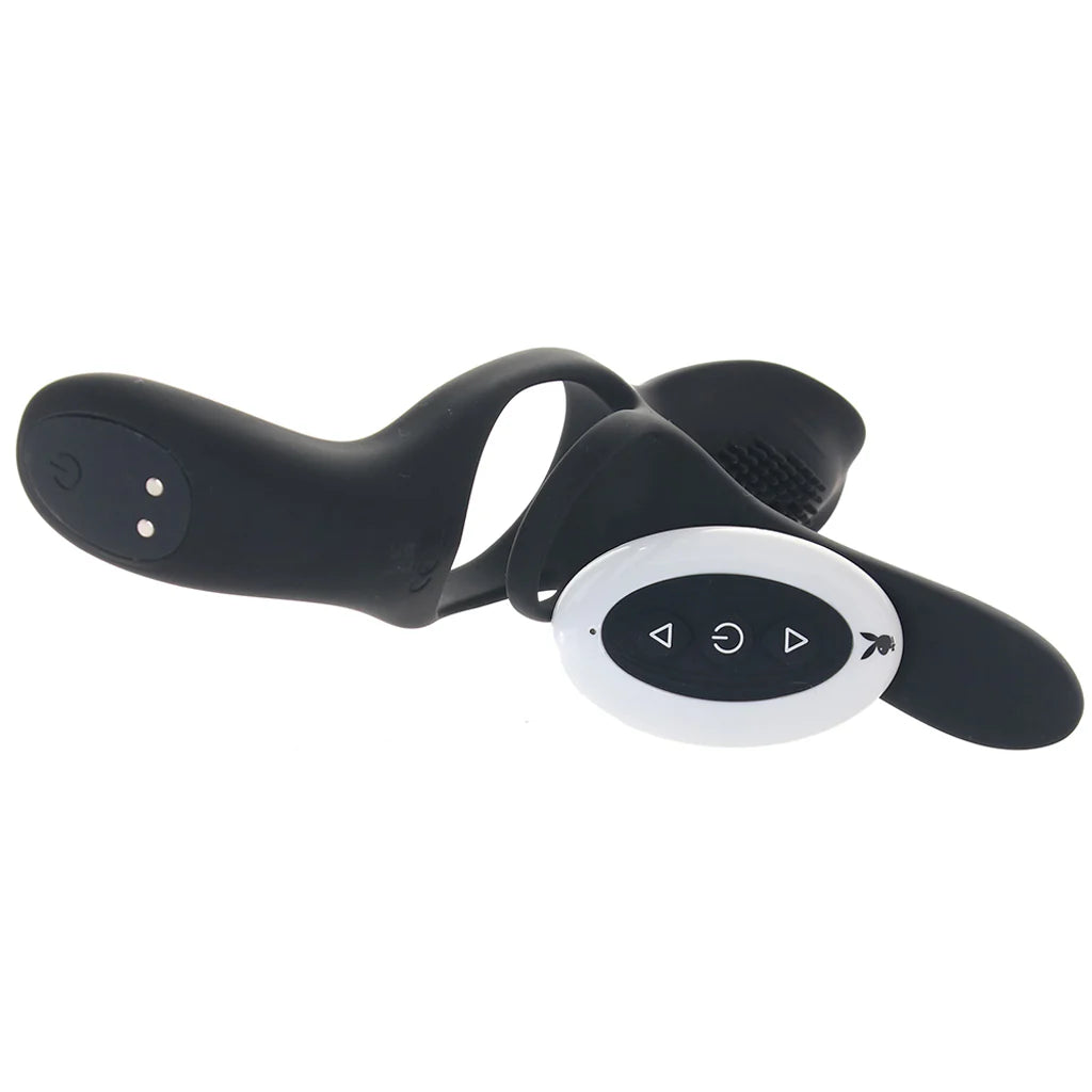 Playboy 3-Way Vibrating Cock Ring | Dual Motors | Clit & Anal Stimulation playboy