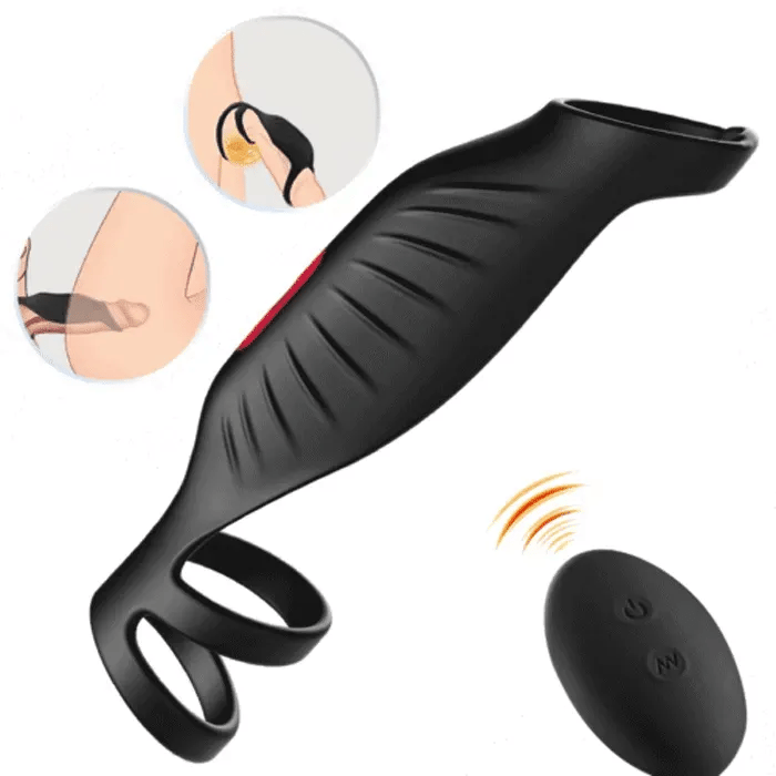 Eros Double Vibrating Cock Sleeve | Head & Glans Lock | Scrotum Sling | Extra Girth
