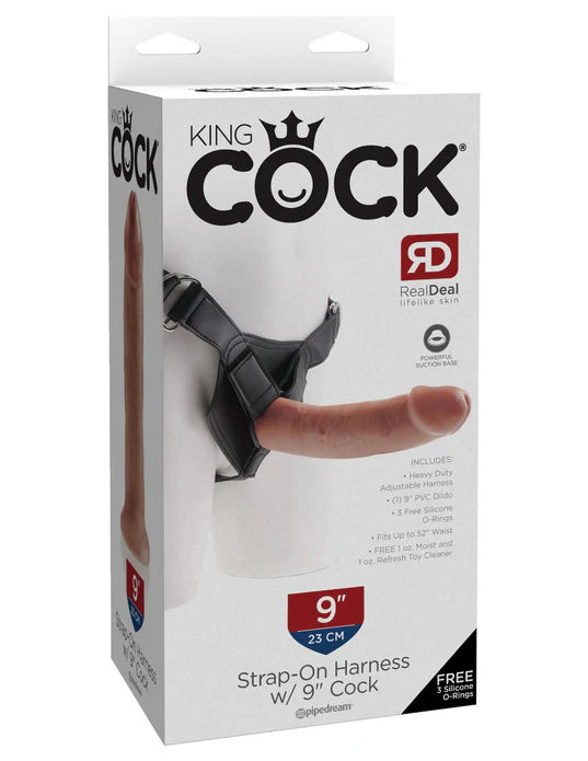 King Cock Universal Strap On Harness with 9" dildo Tan