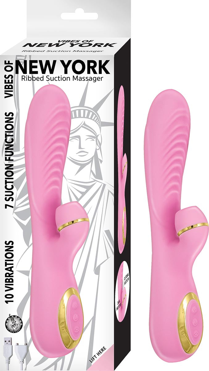 Vibes of New York | Ribbed Suction Massager Vibe | Pink