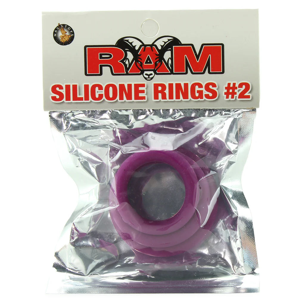 Ram Silicone Cock Ring Set | 3-Pack Enhancer Combo | Purple | Stretchy