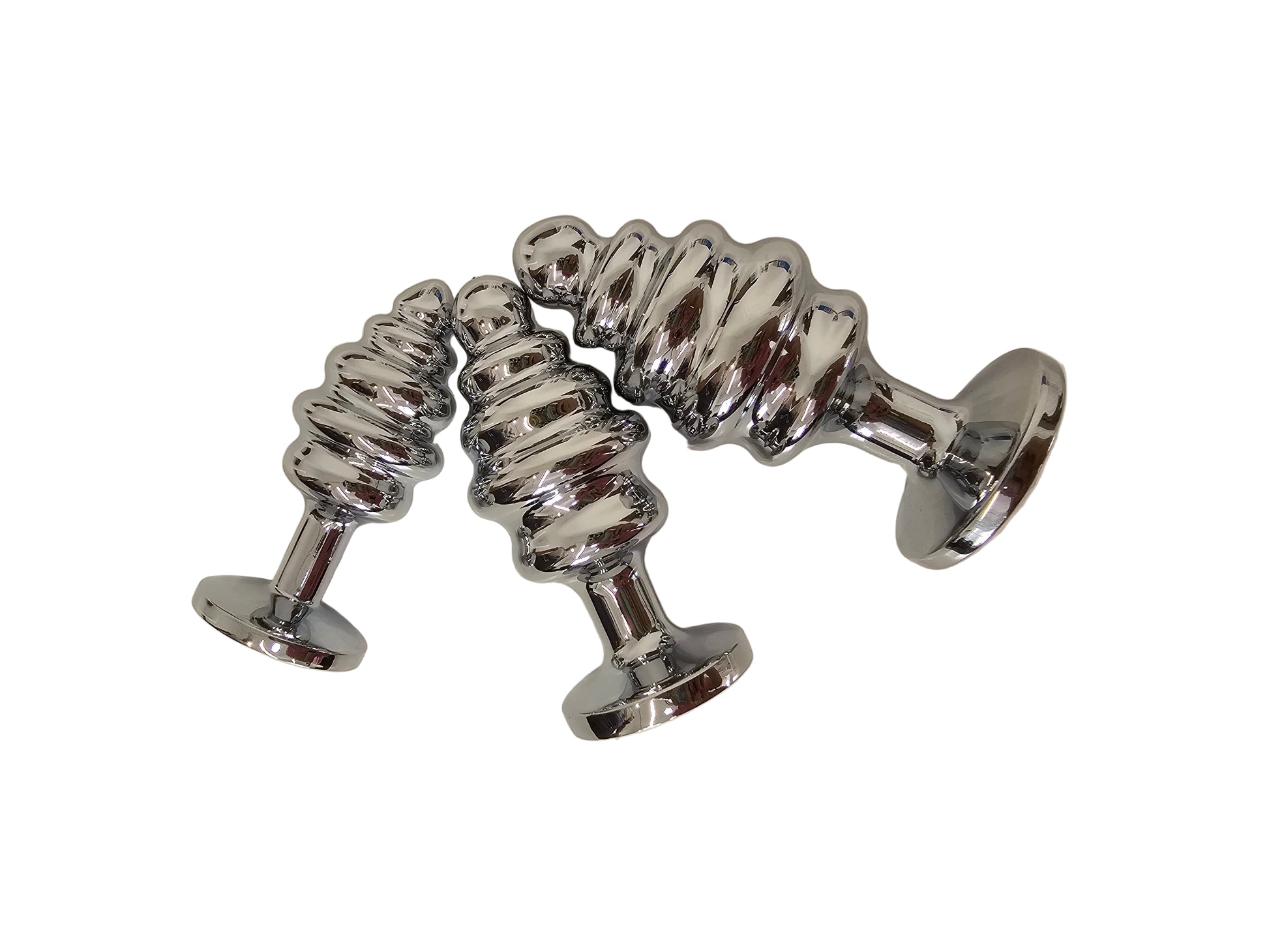 Rimba Wavy Silver Diamond Butt Plug Kit S/M/L | Free Satin Bag Shelly