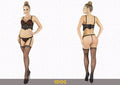 Elawin Lingerie | Patterned Red & Black Bra & Garter