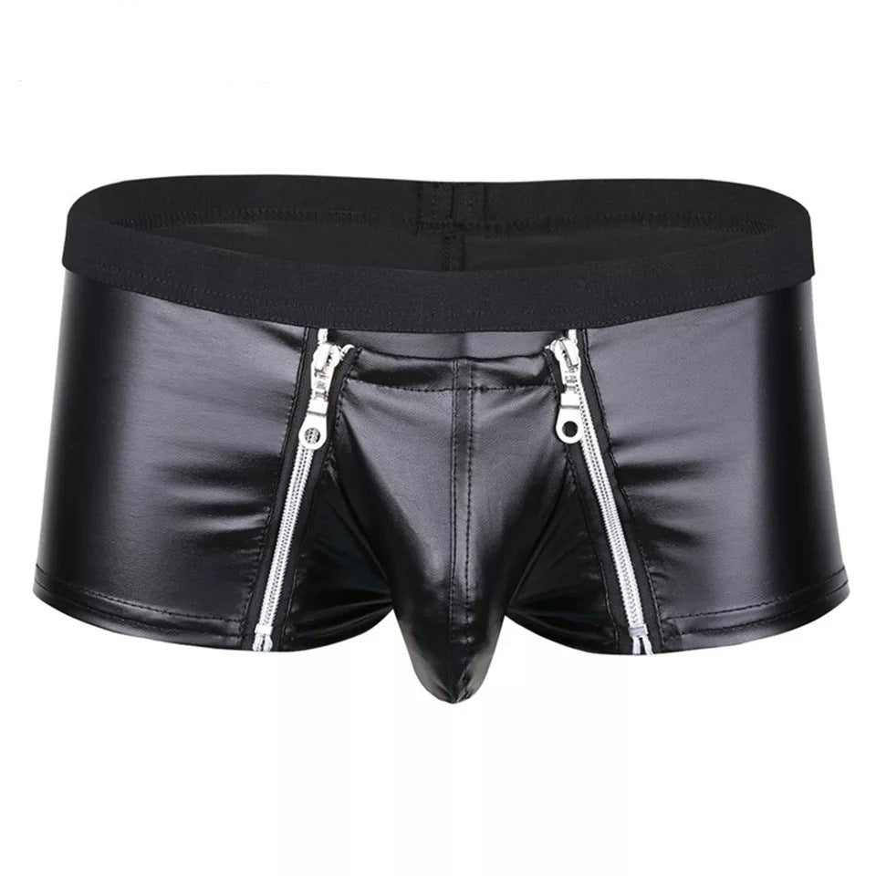 Come Closer Sexy Briefs |  Faux Leather | Double Zipper |  Stretch