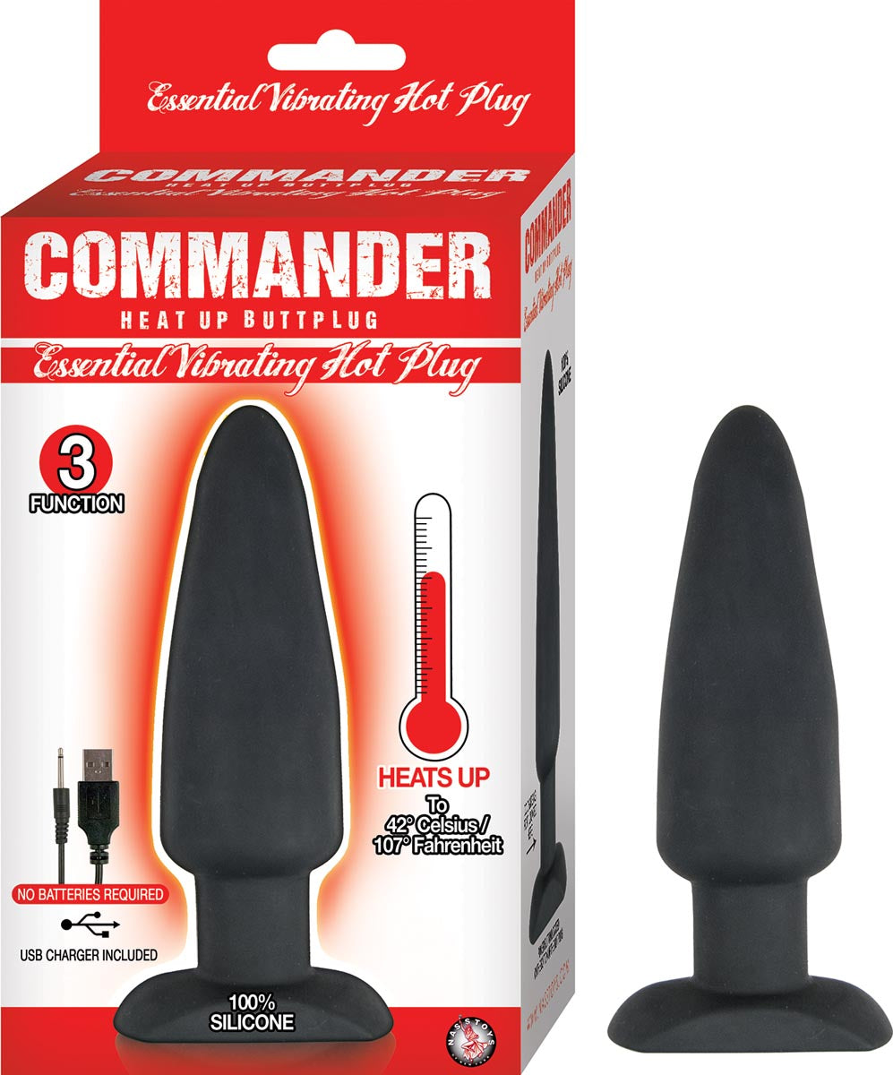 Heat Up Vibrating Butt Plug | Black | 3 Function | USB | Medium