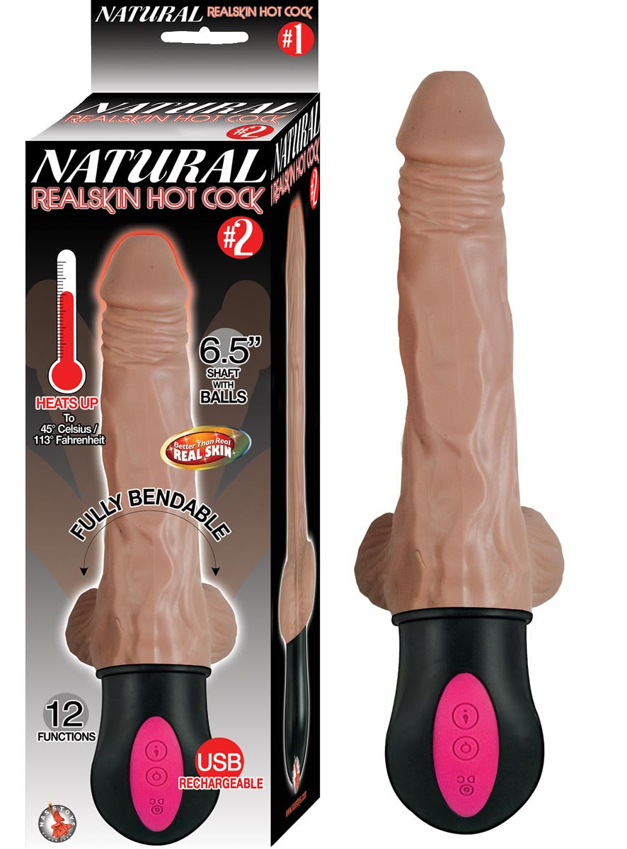 Realskin Hot Cock | Vibrator | Bendable | Heating | USB | 6.5" | Brow…