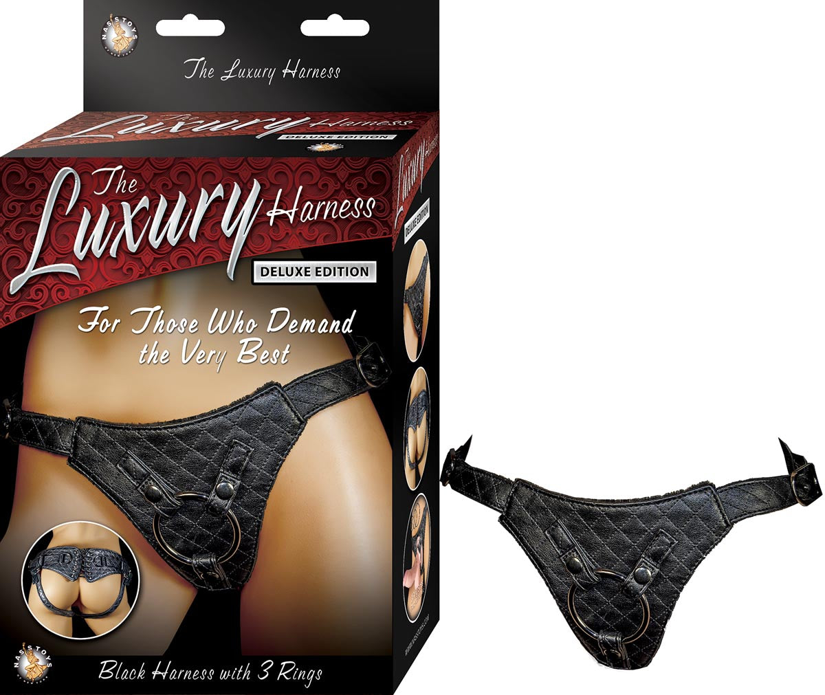 The Luxury Harness Deluxe | Faux Fur | 3 Rings | Universal | Black