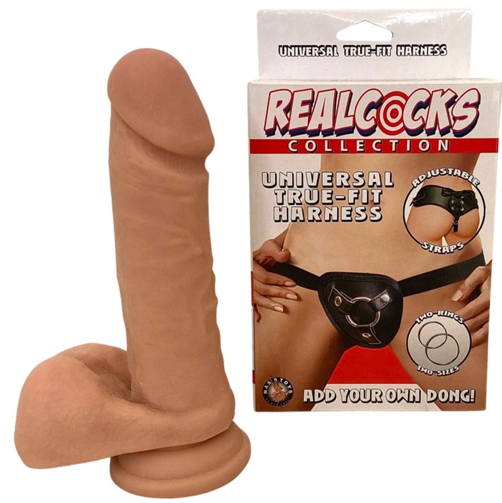 Universal True-fit Harness | 7" Get Real Dildo Nude | 2 Rings | Adjust…