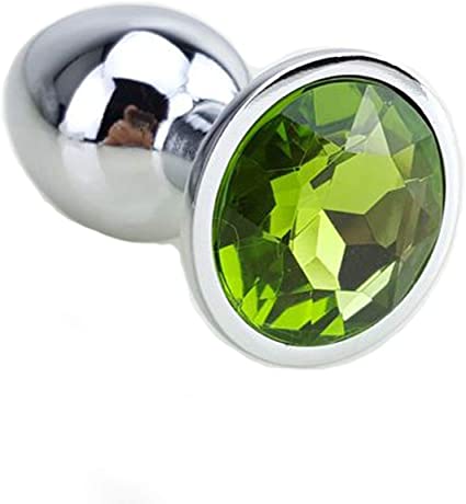 Silver medium butt plug green