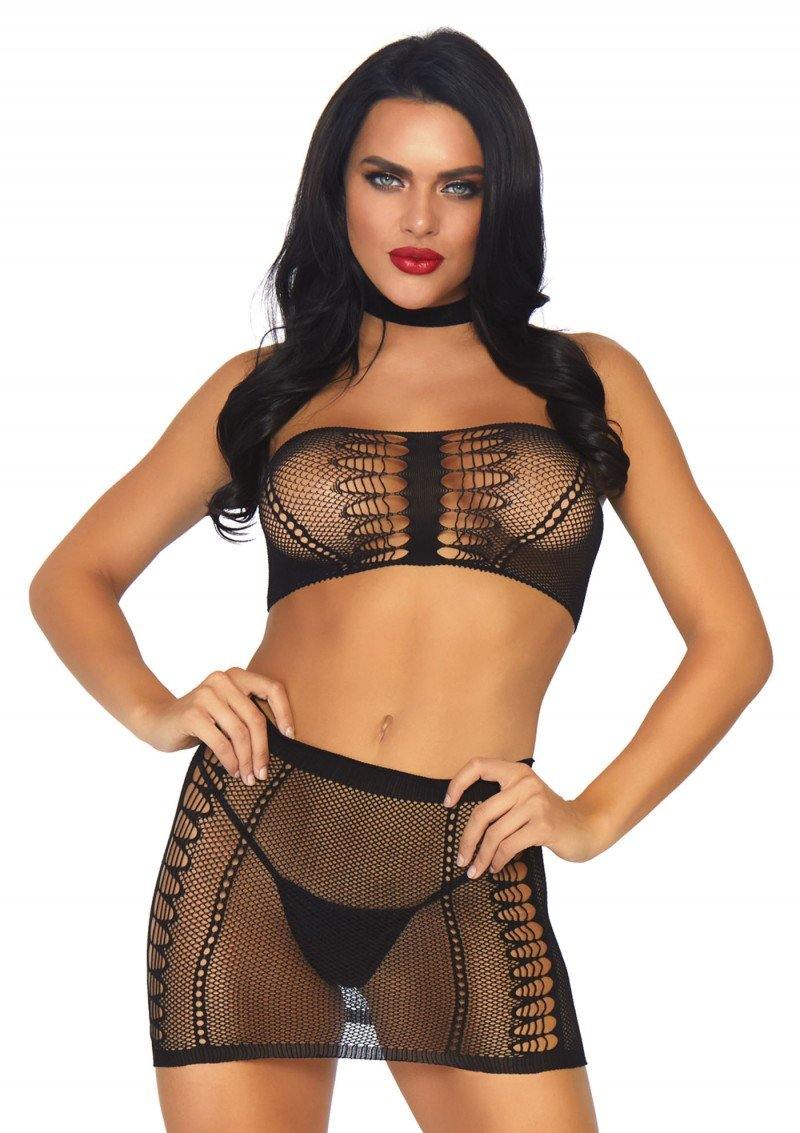 Bandeau top and mini skirt