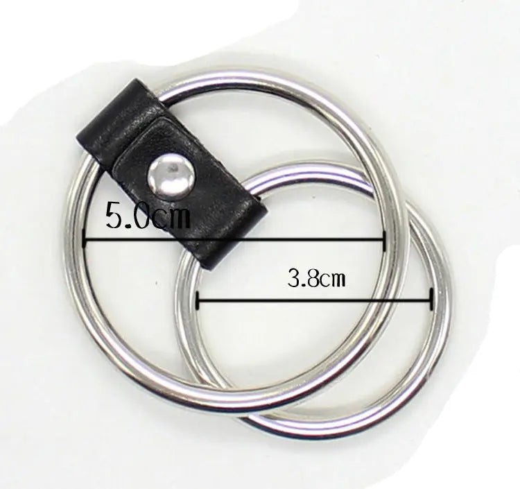 Come Closer Cock Ring | 2 Rings | Chrome | Vegan Leather