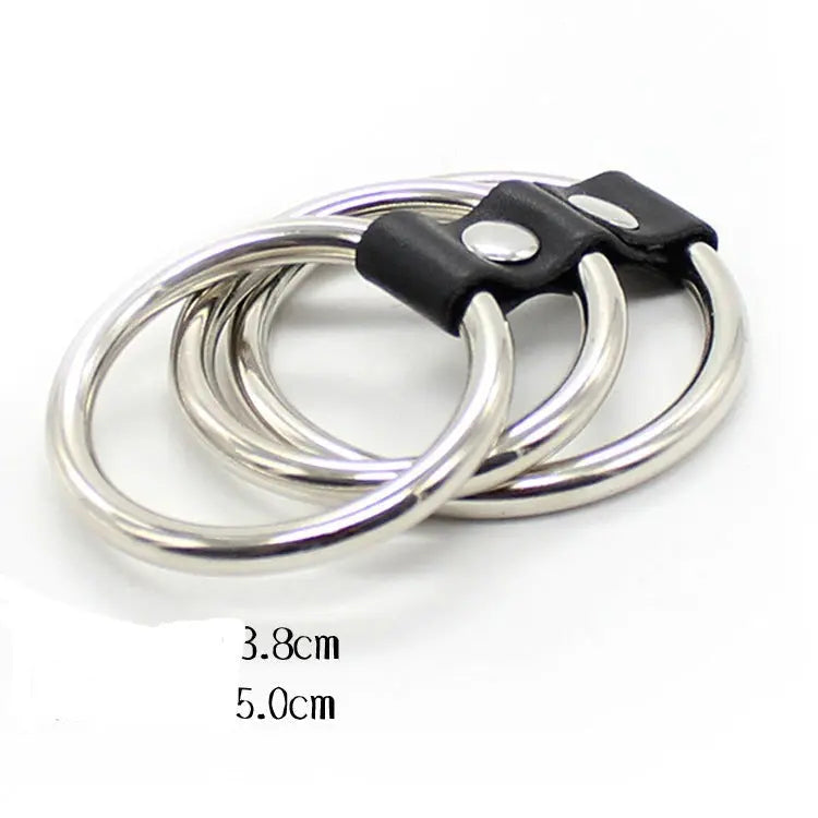Come Closer Cock Ring | 3 Rings | Chrome | Vegan Leather Colt
