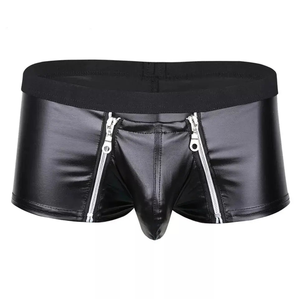 Come Closer Sexy Briefs |  Faux Leather | Double Zipper |  Stretch megan