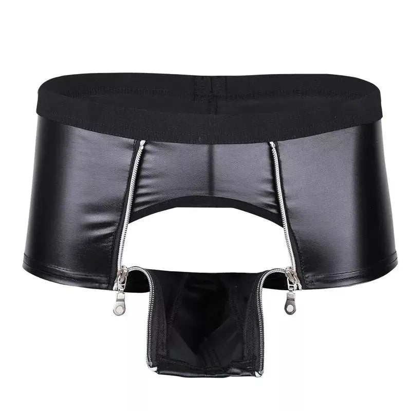 Come Closer Sexy Briefs |  Faux Leather | Double Zipper |  Stretch megan
