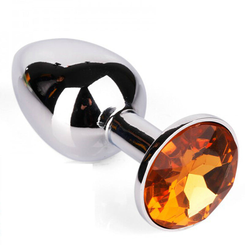 Silver Diamond Butt Plug | Medium| Orange