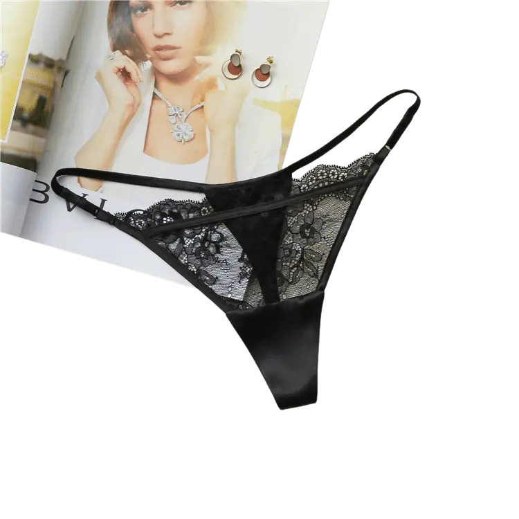 Embroidered Diamond | G String l Ice Silk l Black l OS
