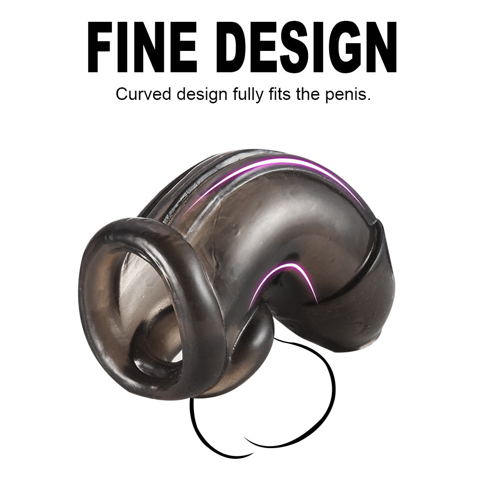 Fetish Cock Cage Chastity | Silicone  Super Stretchy | Smoky Black