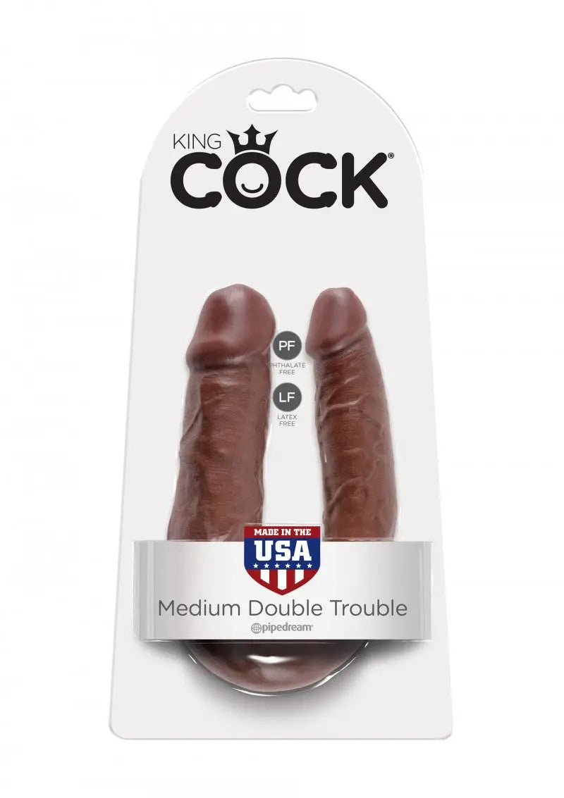 KING COCK | U-SHAPED | MEDIUM DOUBLE TROUBLE | BROWN