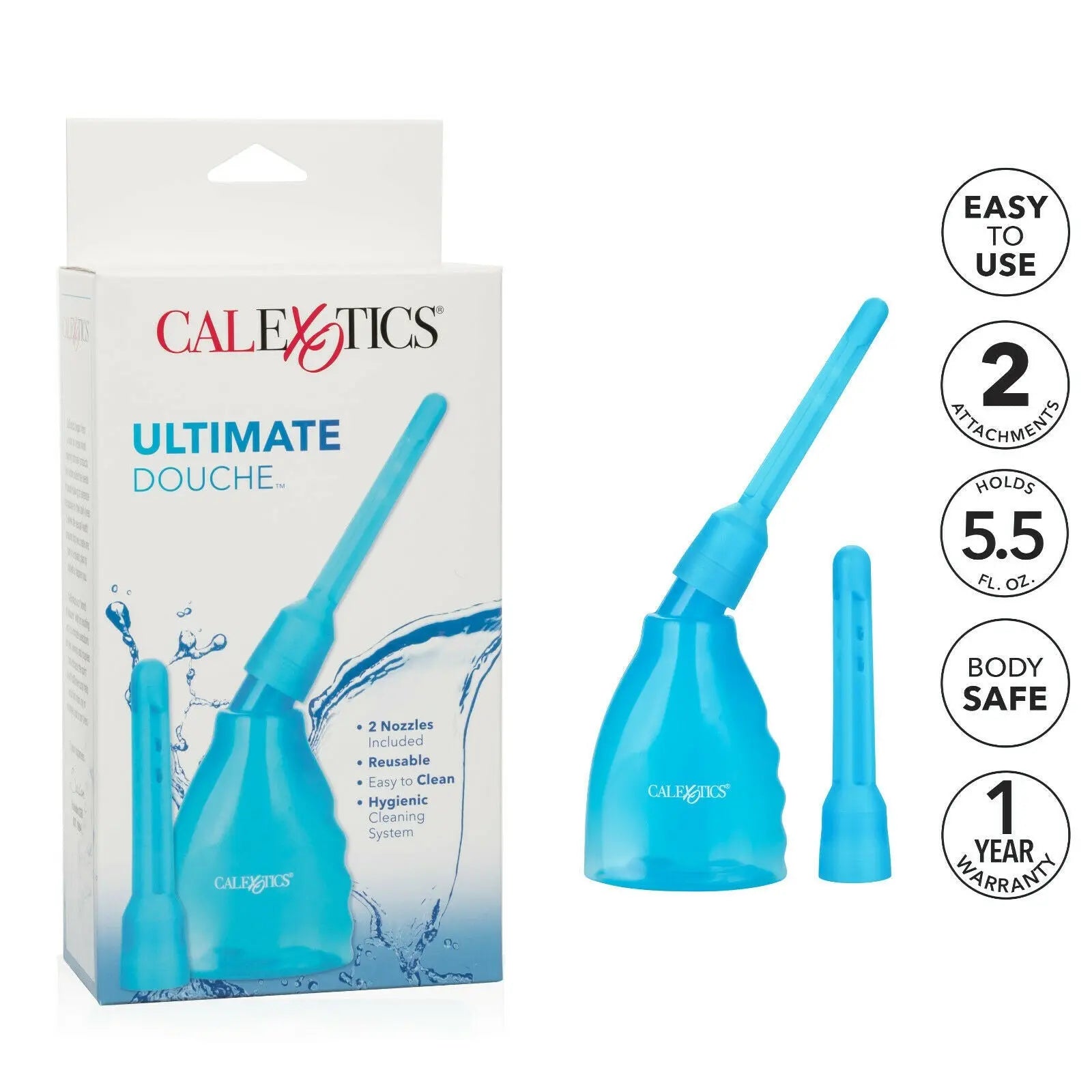 Reusable Ultimate Douche and Enema with 2 Interchangeable Nozzles