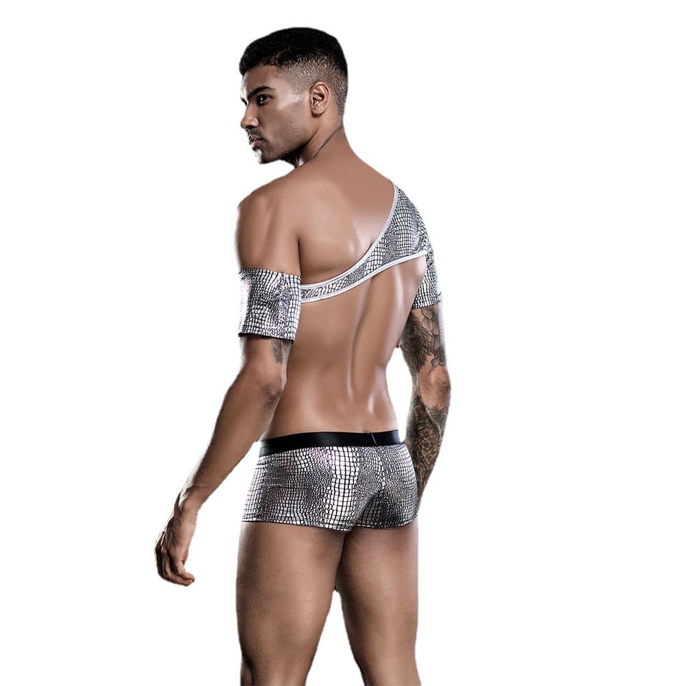 Sexy Silver Leopard  | Shoulder Harness | Short Boxer | One Size