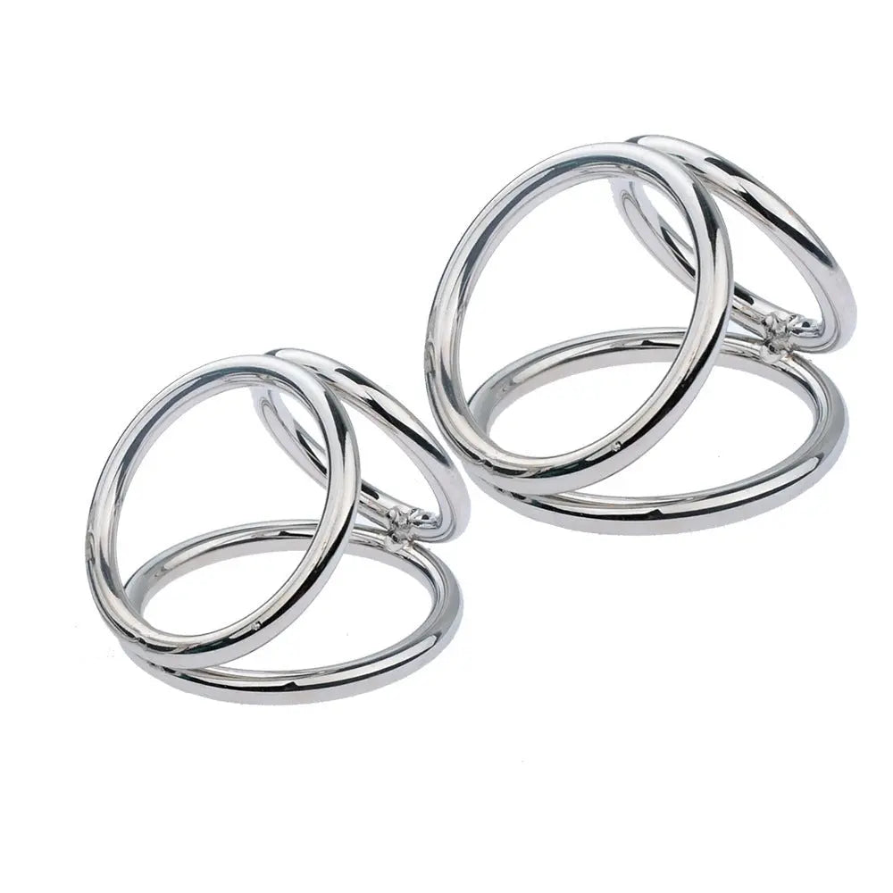 Tri-Sport Double 3 Ring Set | Universal | Cock Sling | Chrome | Fetish