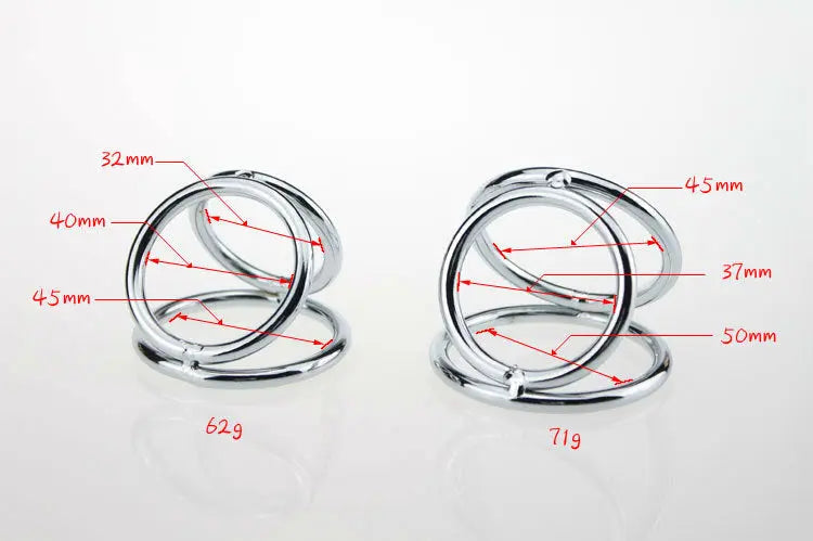 Tri-Sport Double 3 Ring  | Universal | Cock Sling | Chrome | Fetish OXBALLS