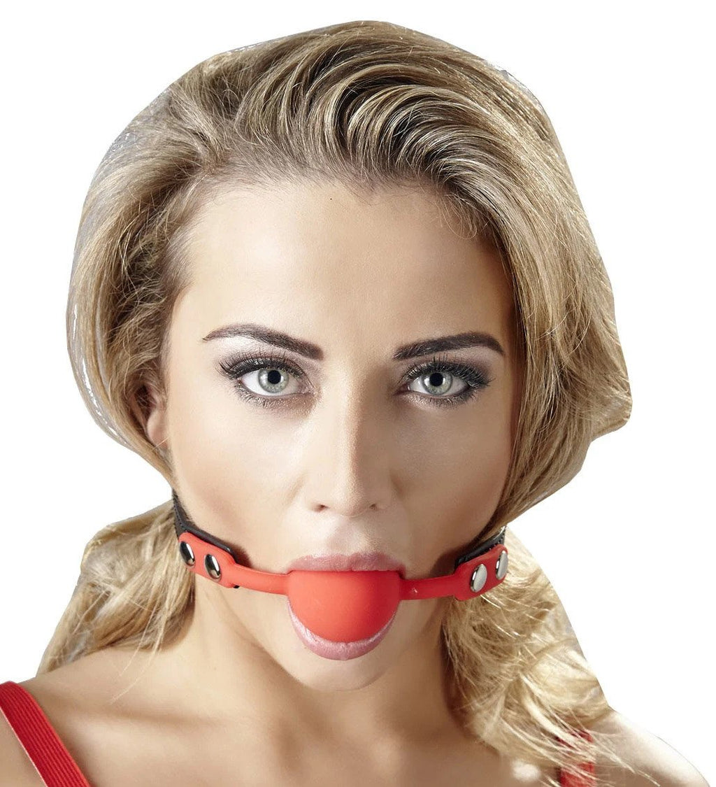 Come Closer Red Gag | Silicon | Soft Vegan Leather | Adjustable