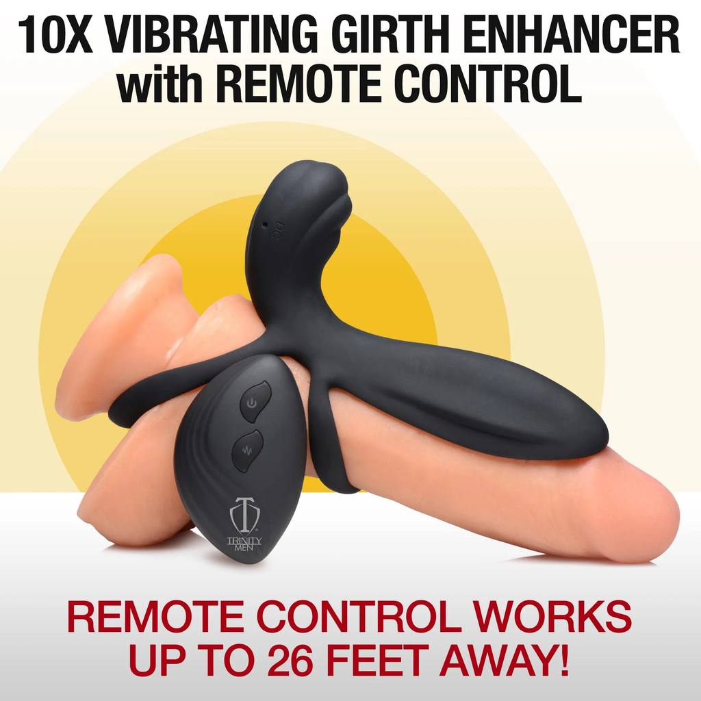 Trinity Silicone Vibrating Girth Enhancer | USB Remote | Black