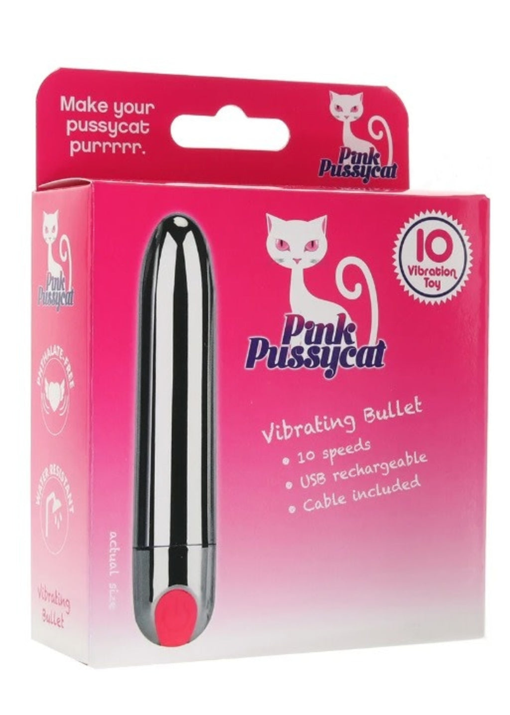 Rechargeable Pink Pussy Cat Bullet | Sliver | USB | Power full